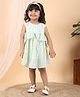 Polka Tots Cotton Sleeveless Geometric Printed Dress With Headband - Aqua
