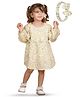 Polka Tots Cotton Full Sleeves Floral Printed Dress With Headband - Yellow