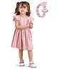 Polka Tots Cotton Cap Sleeves Geometric Printed Dress With Headband - Pink