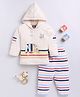 Nottie Planet Cotton Jersey Full Sleeves Striped & Cartoon Printed Hooded Tee With Coordinating Pant - Pink