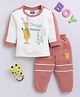 Nottie Planet Cotton Jersey Full Sleeves Coolest Season Text Printed Tee With Coordinating Pant -Brown