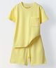 Spunkies Half Sleeves Solid Coordinating Tee & Shorts Set - Lemon Yellow