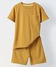 Spunkies Half Sleeves Solid Coordinating Tee & Shorts Set - Mustard