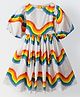 Spunkies Cotton Half Sleeves Abstract Printed Dress - Multi Colour