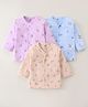 Zero Cotton Knit Full Sleeves Vests with Animal Print Pack of 3 - Pink Peach & Blue