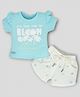 KETIMINI Cotton Half Sleeves Floral Printed Top & Shorts Set - Blue