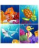 Fiddly's Jigsaw Puzzles 16 Pieces for Kids   (Pack of 4 Sea Animal -16 Pcs)
