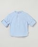 Milou Cotton Full Sleeves Solid Kurta Style Shirt - Blue