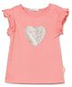 Milou Single Jersey Sleeveless Heart  Designed Sequin Embellished Top - Pink