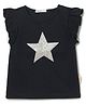 Milou Single Jersey Sleeveless Star Designed Sequin Embellished Top - Navy Blue