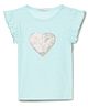 Milou Sleeveless Frill Detailed Heart Designed Sequin Embellished Top - Light Blue