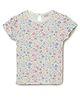Milou Cotton Half Sleeves Floral Printed Tee - White