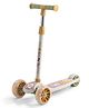 3 Wheel Foldable Kids Scooter with LED Lights and 4 Level Adjustable Handle Bar - Beige & Grey| Compact Fold| Lean-to-Steer| Toy for 3 to 14 year Boys and Girls| Sport Gift
