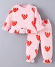 Kookie Kids Full Sleeves Winter Night Suit With Strawberry Print - Pink