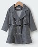 Kookie Kids Full Sleeves Front Open Collar Neck Trench Coat with Waist Belt - Black