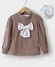 Kookie Kids Full Sleeves Winter Wear High Neck T-Shirt With Bow Applique - Brown