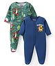 Babyhug Disney Cotton Knit Full Sleeves Sleep Suits With Winnie The Pooh Graphics Pack Of 2 - Blue & Green