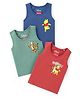 Babyhug Disney Single Jersey Knit Sleeveless Set of Vets with Winnie The Pooh Graphics Pack of 3 - Red Blue & Green