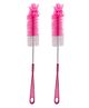 Adore Duece Long Handled Nylon Baby Bottle Cleaning Brush Kit Pack of 2- Pink