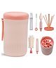 Adore Advanced PRACTO-Smart Travel Bottle Cleaning Brush Kit & Drying Rack with Storage Case- Pink