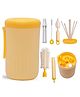 Adore Advanced PRACTO-Smart Travel Bottle Cleaning Brush Kit & Drying Rack with Storage Case- Yellow