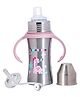 Adore Twilight 2in 1 Stainless Steel Sipper with Twin Handle 250ml- Pink Dino