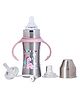 Adore Trion 3 in 1 Stainless Steel Sipper with Twin Handle 250ml- Pink Dino