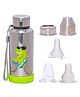 Adore Super Flow 3 Stage Multipurpose Double Wall Printed Insulated Thermos Baby Feeding Bottle Set with Silicon Base -300ml- Rawrr Jet Green Dino