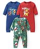 Babyhug Disney Interlock Knit Full Sleeves Rompers with Winnie the Pooh Graphics Pack of 3 - Red Green & Blue