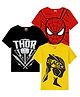 KUCHIPOO Pack of 3 Marvel Avengers Featuring  Half Sleeves Super Heroes Printed Tee - Yellow Black & Red