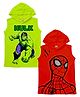 KUCHIPOO Pack of 2 Marvel Avengers Featuring  Sleeveless Super Heroes Printed Hooded Tee - Red & Green