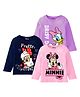 KUCHIPOO Pack Of 3 Cotton Mickey & Friends Featuring Full Sleeves Minnie & Daisy Printed Tees - Purple Blue & Pink