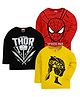 KUCHIPOO Pack Of 3 Cotton Marvel Featuring Full Sleeves Black Panther & Spiderman Printed Tees - Red Black & Yellow