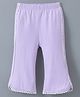 Kookie Kids Cotton Full Length Lounge Pants with Lace Detailing - Purple
