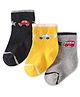 Cute Walk by Babyhug Knit Ankle Length Anti Bacterial Socks with Car Design Pack of 3 - Yellow Blue & Grey