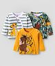 Babyhug Disney Interlock Knit Full Sleeves Jhablas with Lion King Graphics Pack of 3 - White  Olive & Yellow