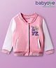 Babyoye Cotton Knit Full Sleeves Bomber Jacket With Love & Floral Print - Pink
