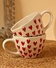 WEAVING HOMES Heart Mugs - Set of 2 Red & White