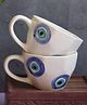 WEAVING HOMES Evil Eye Mug - Set of 2 White