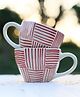 WEAVING HOMES Red All Lines Mug - Set of 2 Red & White