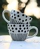WEAVING HOMES Black Lines meet Polka Mug - Set of 2 Black & White