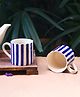 WEAVING HOMES Thick Stripes  Tea Cup - Set of 2 Blue & White