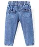 Babyhug Denim Full Length Washed Jeans With Bow Applique - Blue