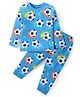 Babyhug Cotton Knit Full Sleeves Football Printed Night Suit - Blue