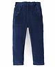 Babyhug Cotton Woven Full Length Solid Colour Corduroy Pants with Stretch -Navy