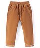 Babyhug Cotton Lycra Woven Full Length Corduroy Pants - Light Brown