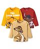 Babyhug Disney Single Jersey Knit Full Sleeves T-Shirts Lion King Graphics Pack of 3 - Beige Red & Yellow