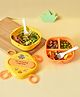 Mi Arcus Portable Double Layer Lunch Box with Fork and Spoon with Cartoorn Print - Yellow 6m+