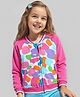 Babyhug Cotton Knit Full Raglan Sleeves Bomber Jacket with Abstract Print - Fuchsia