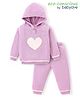 Babyoye Cotton Knit Full Sleeves Pullover Hooded  Sweater Set with Heart Design - Pink